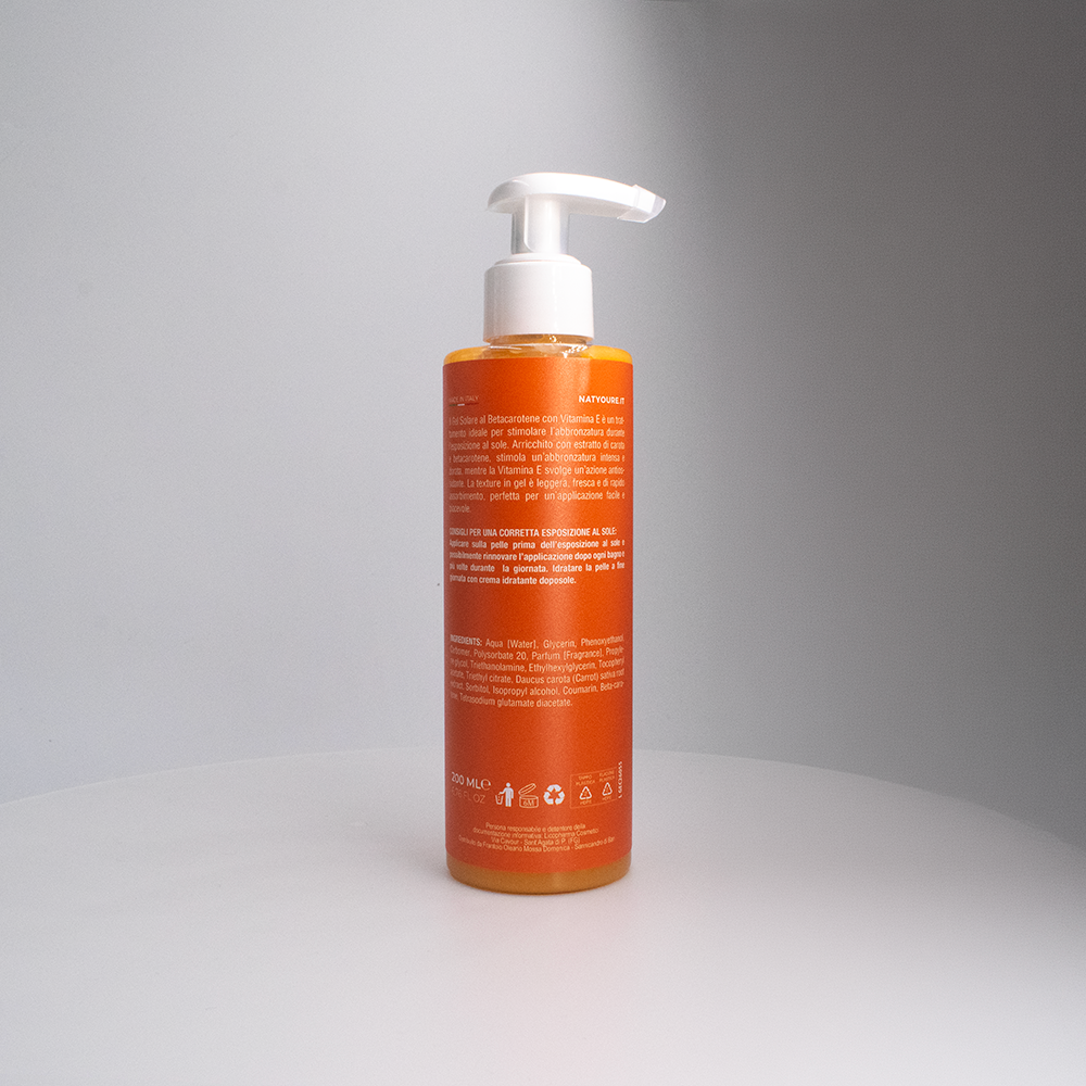 GEL ATTIVATORE DI ABBRONZATURA Con Estratto di Carota e Betacarotene.